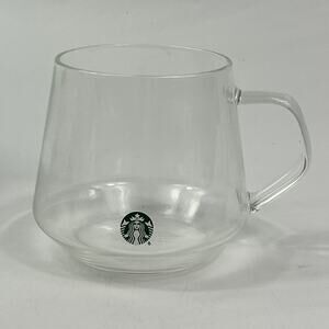 Starbucks 2023 Winter Clear Glass Core 16 oz Mug Tapered Modern Handle Coffee